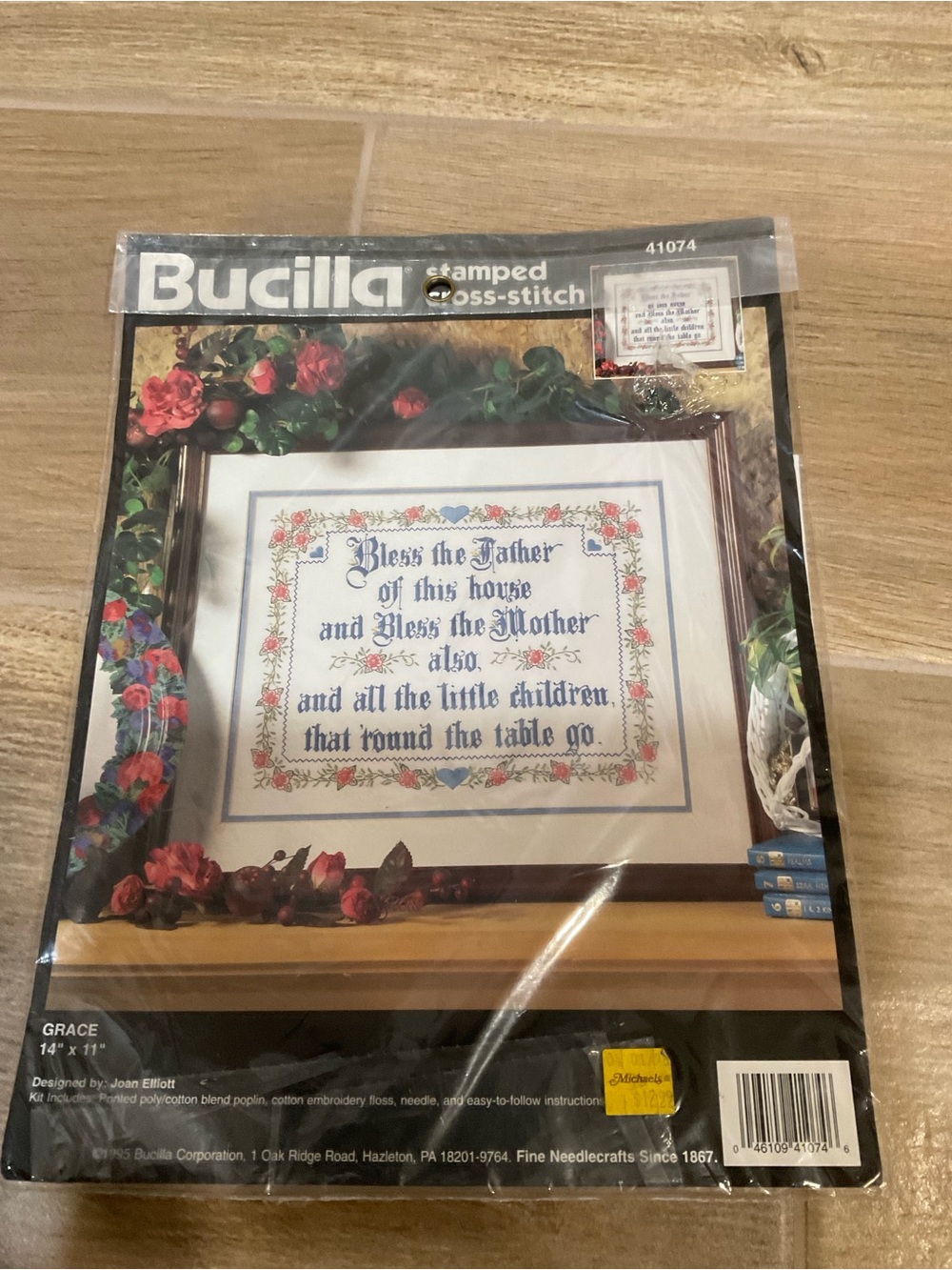Bucilla Stamped Cross-Stitch Wall Decor GRACE Bless the house prayer 14x11 kit
